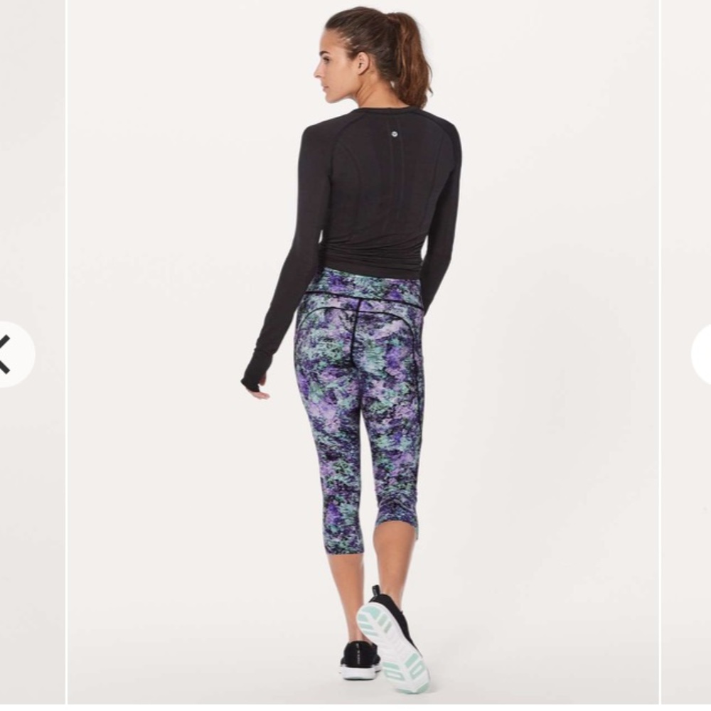 Lululemon Fast & Free Crop II Nulux 19” Leggings Vivid Vision Multi Black